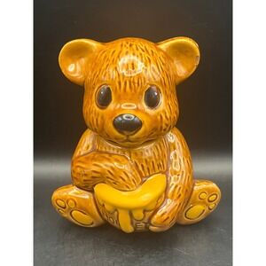 Vtg Ceramic Bear Honey Pot Dipper Cute Kitchen Decor Collectible Gift 5.5" As Is